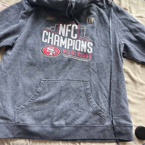 NFL San Francisco 49ers NFC Champions Miami Bound Gray Hoodie Size Large - Picture 5 of 7